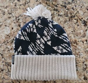 Navy and Cream Patterned Beanie